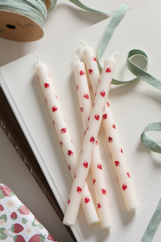 Taper Candle White with Strawberries 20cm