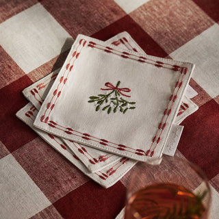 Mistletoe Napkins Drink Embroidered Set of 4