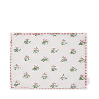 Mistletoe Fabric Placemat Embroidery Edge Set of 2