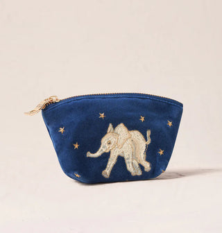 Baby Elephant Navy Velvet Coin Purse