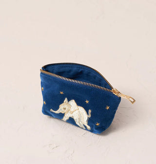 Baby Elephant Navy Velvet Coin Purse