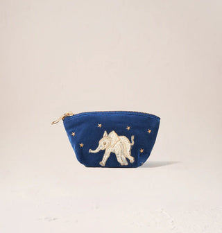 Baby Elephant Navy Velvet Coin Purse