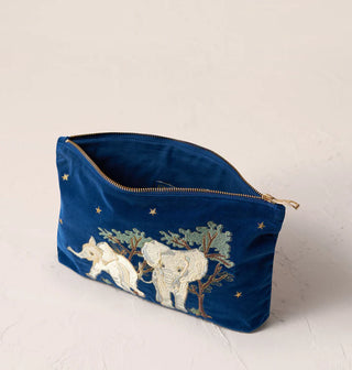 Baby Elephant Navy Velvet Everyday Pouch