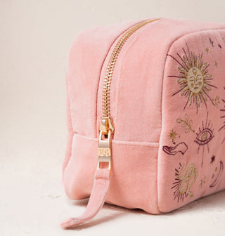 Boho Mysticism Pale Pink Velvet Make Up Bag