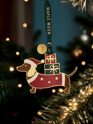 Dachshund Enamel Christmas Decoration