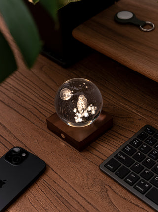 Amber Crystal Light Owl Moon