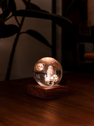 Amber Crystal Light Owl Moon