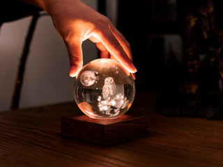 Amber Crystal Light Owl Moon