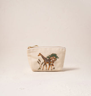 Giraffe Herd Cream Coin Purse
