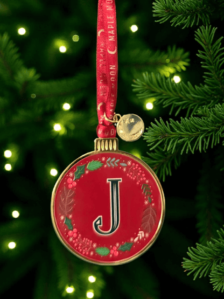 Monogram Enamel Christmas Decoration - J