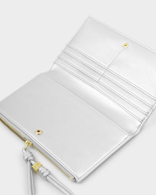 Arden Large Braided Wristlet Purse Silver