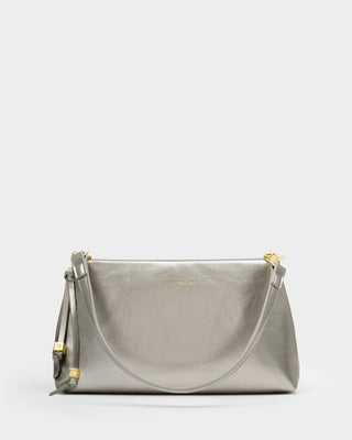 Nova Textured Patent Clutch Pewter