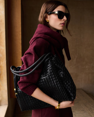 Nova Hand Woven Large Shoulder Bag Black