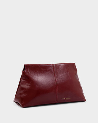 Laila Textured Patent Clutch Cherry
