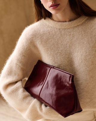 Laila Textured Patent Clutch Cherry