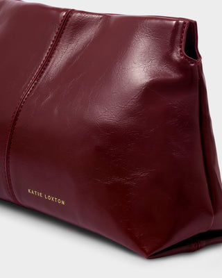 Laila Textured Patent Clutch Cherry