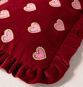 Love Hearts Rouge Velvet Frill Pouch