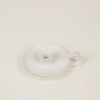 Candle Holder with handle White Speckle