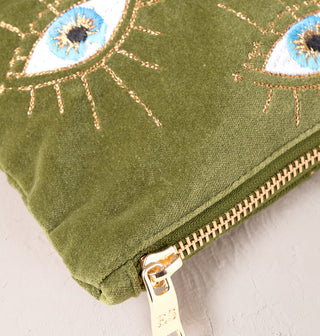 Mystical Eye Garden Green Velvet Everyday Pouch