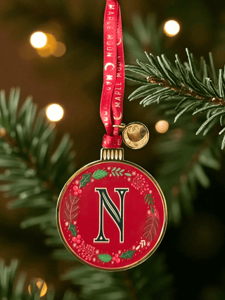 Monogram Enamel Christmas Decoration - N