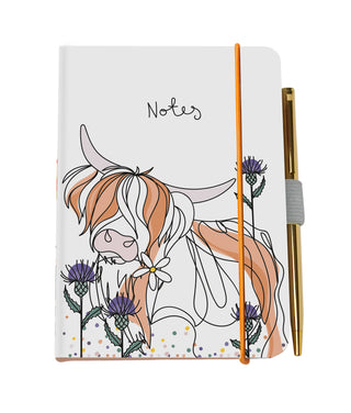 Pocket Notebook With Pen A6 Highland Cow