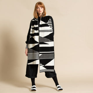 Semaphore Blanket Scarf - Black & White