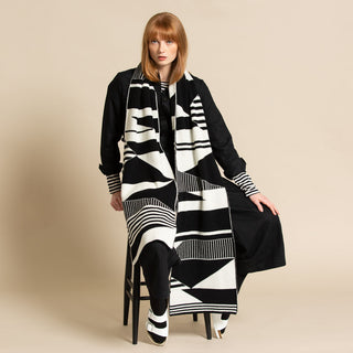 Semaphore Blanket Scarf - Black & White