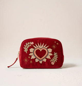 Enchanted Heart Rouge Velvet Makeup Bag