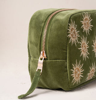 Sun Goddess Fern Green Velvet Make Up Bag