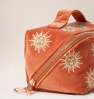 Sun Goddess Rust Velvet Open Flat Makeup Bag