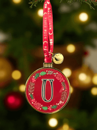 Monogram Enamel Christmas Decoration - U