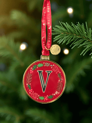 Monogram Enamel Christmas Decoration - V