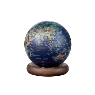 Atlas Globe Dark Blue Mini Walnut