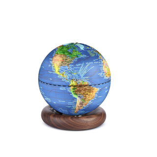Atlas Globe Dark Blue Mini Walnut