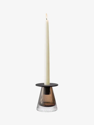 Beacon Candle Holder - H10cm Taupe/Jet Black