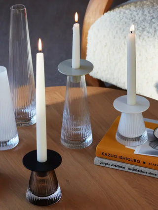 Beacon Candle Holder - H10cm Taupe/Jet Black
