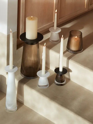 Beacon Candle Holder - H10cm Taupe/Jet Black