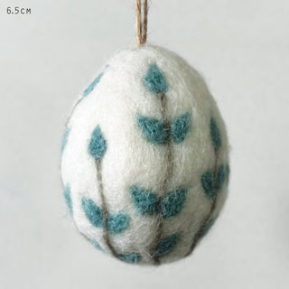 Floral Felted Egg-Blue