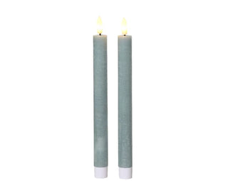 LED Dinner Candle Set of 2 - Light Blue 24cm