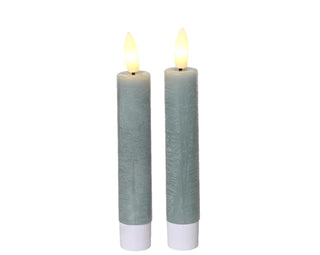 LED Dinner Candle Set of 2 - Light Blue 14cm