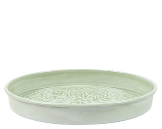 Green Embossed Candle Plate