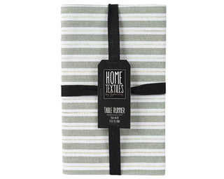 Green Striped Cotton Table Runner - 180cm