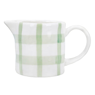 Green Check Stoneware Mini Jug