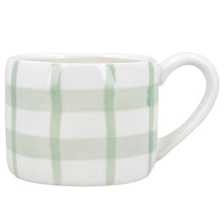 Green Check Stoneware Mug