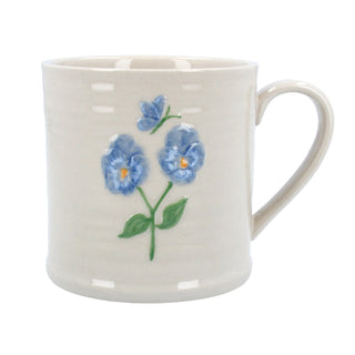 Blue Violas & Butterfly Stoneware Large Mug