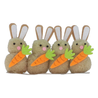 Brown Chenille Bunny with Carrot Box of 4