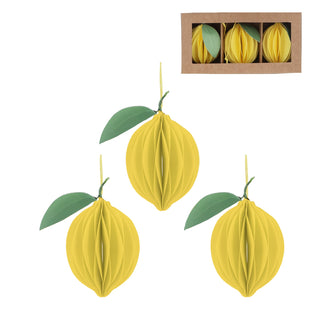 Honeycomb Paper Lemon Decoration Box of 3