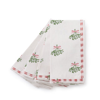 Mistletoe Embroidery Edge Napkins Set of 4