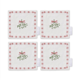 Mistletoe Napkins Drink Embroidered Set of 4