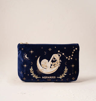 Aquarius Navy Velvet Everyday Pouch